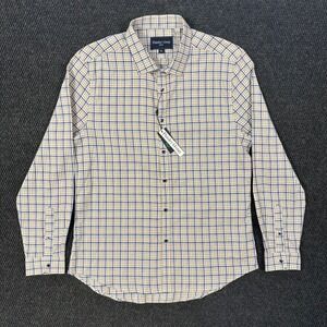 Paisley & Gray Dress Shirt NWT Mens XL Slim Fit Tan Blue Plaid Long Sleeve